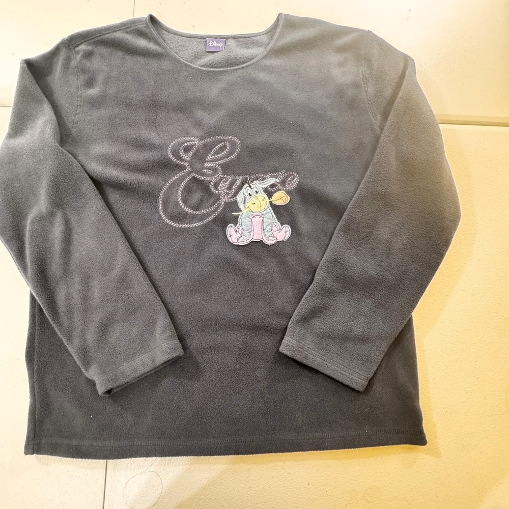 Y2k‎ Disney  Eeyore Fleece Pullover Sweatshirt Women's Cozy navy blue